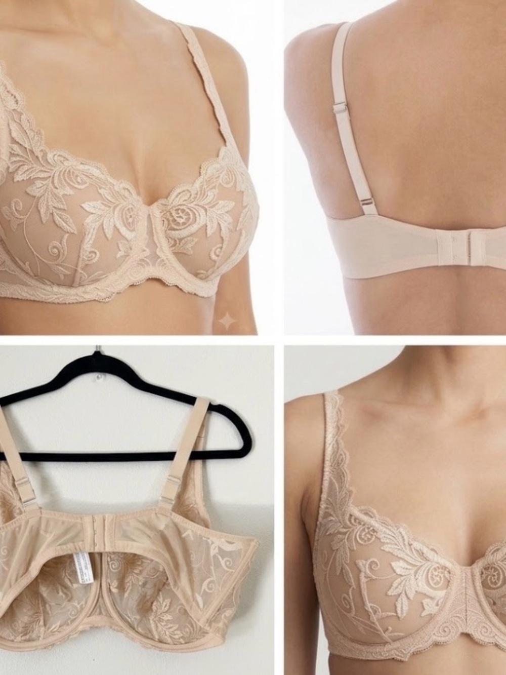 Soma Sheer Floral Lace Underwire Bra in Nude.